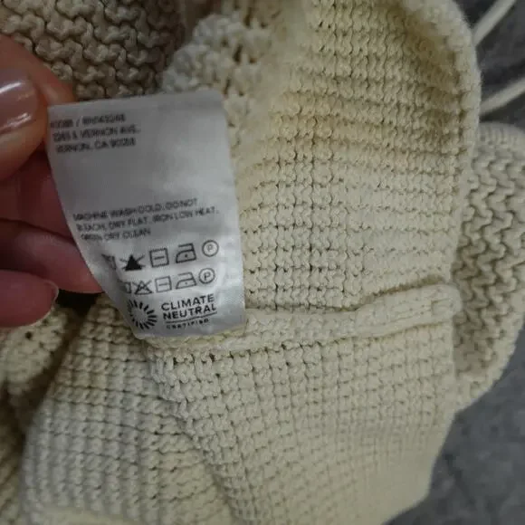 Reformation Top Womens Extra Large Suzanne Cotton Knit Tank Halter Crochet Cream - Picture 9 of 10